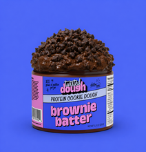Load image into Gallery viewer, Container of Twisted Dough Protein Cookie Dough Brownie Batter on a blue background